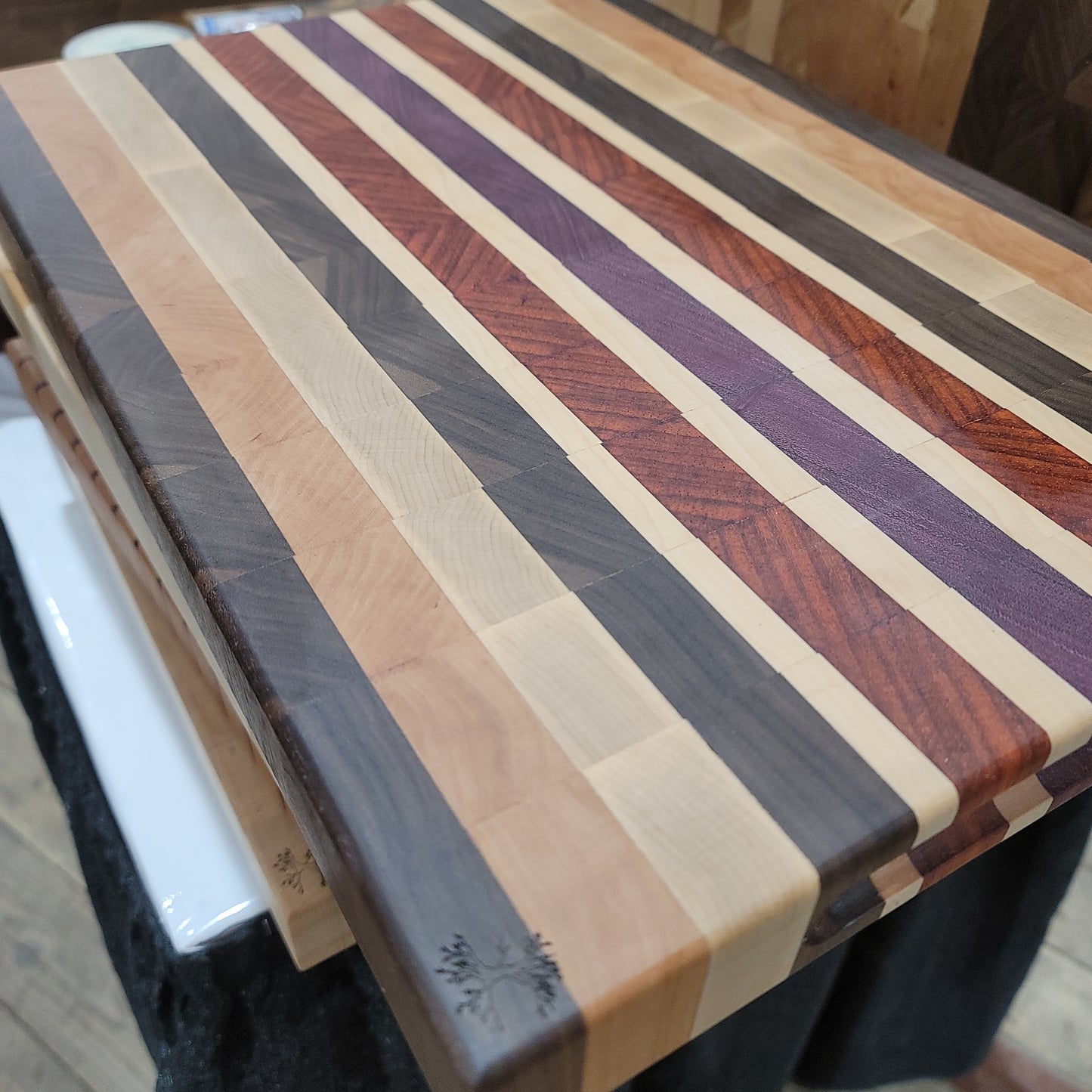 Maple, Cherry, Walnut, Paduk and Purpleheart End Grain Cutting Board