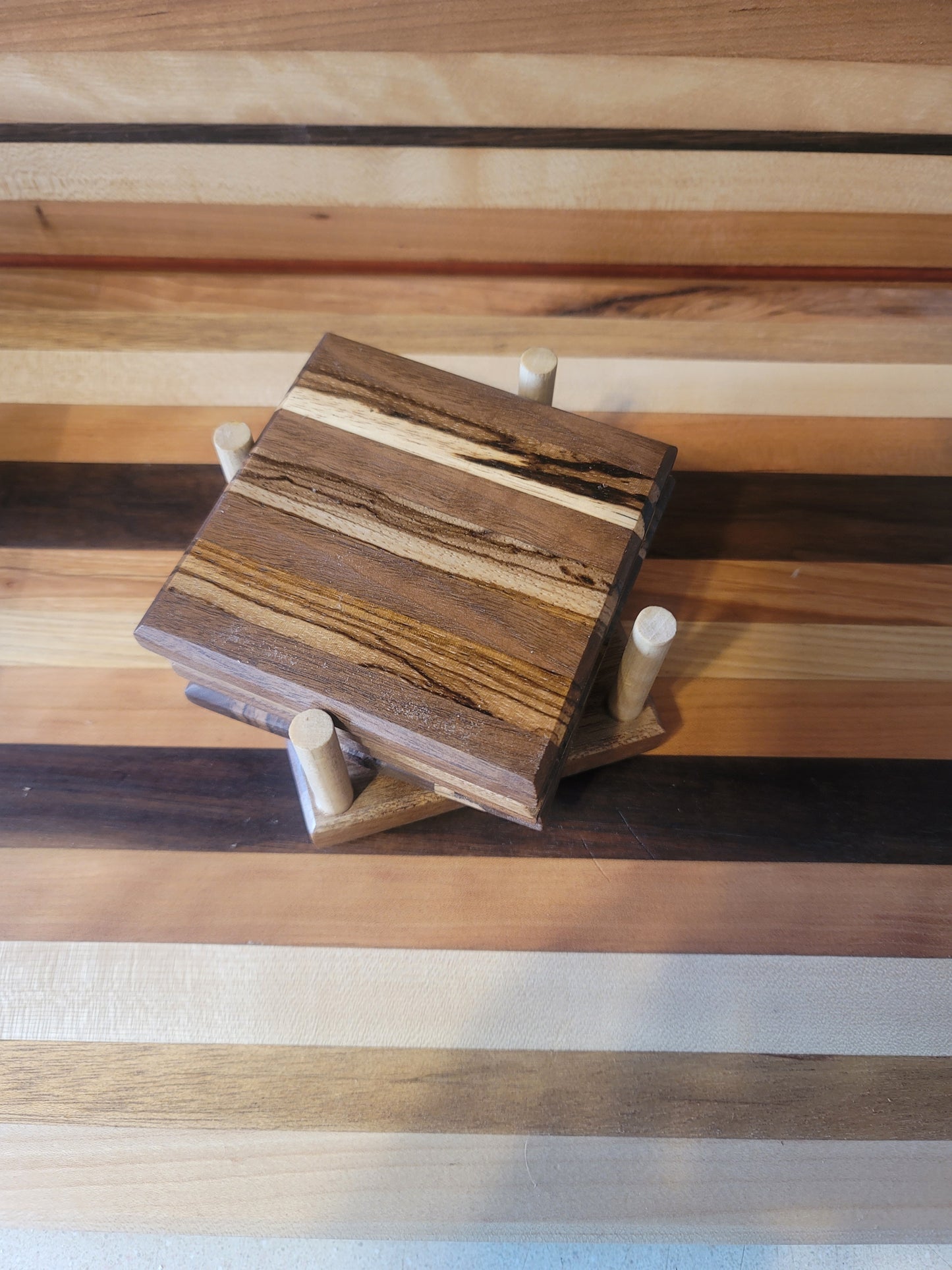 Walnut and Zebrano Hardwood Coasters