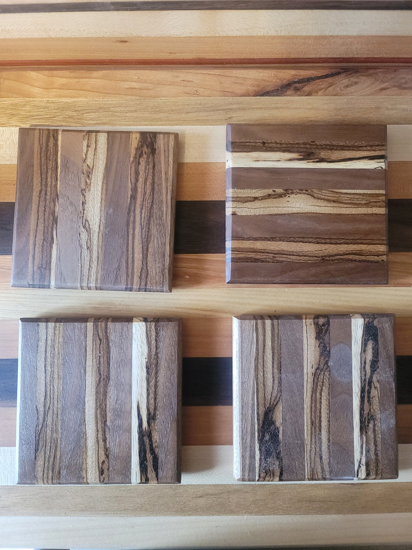 Walnut and Zebrano Hardwood Coasters