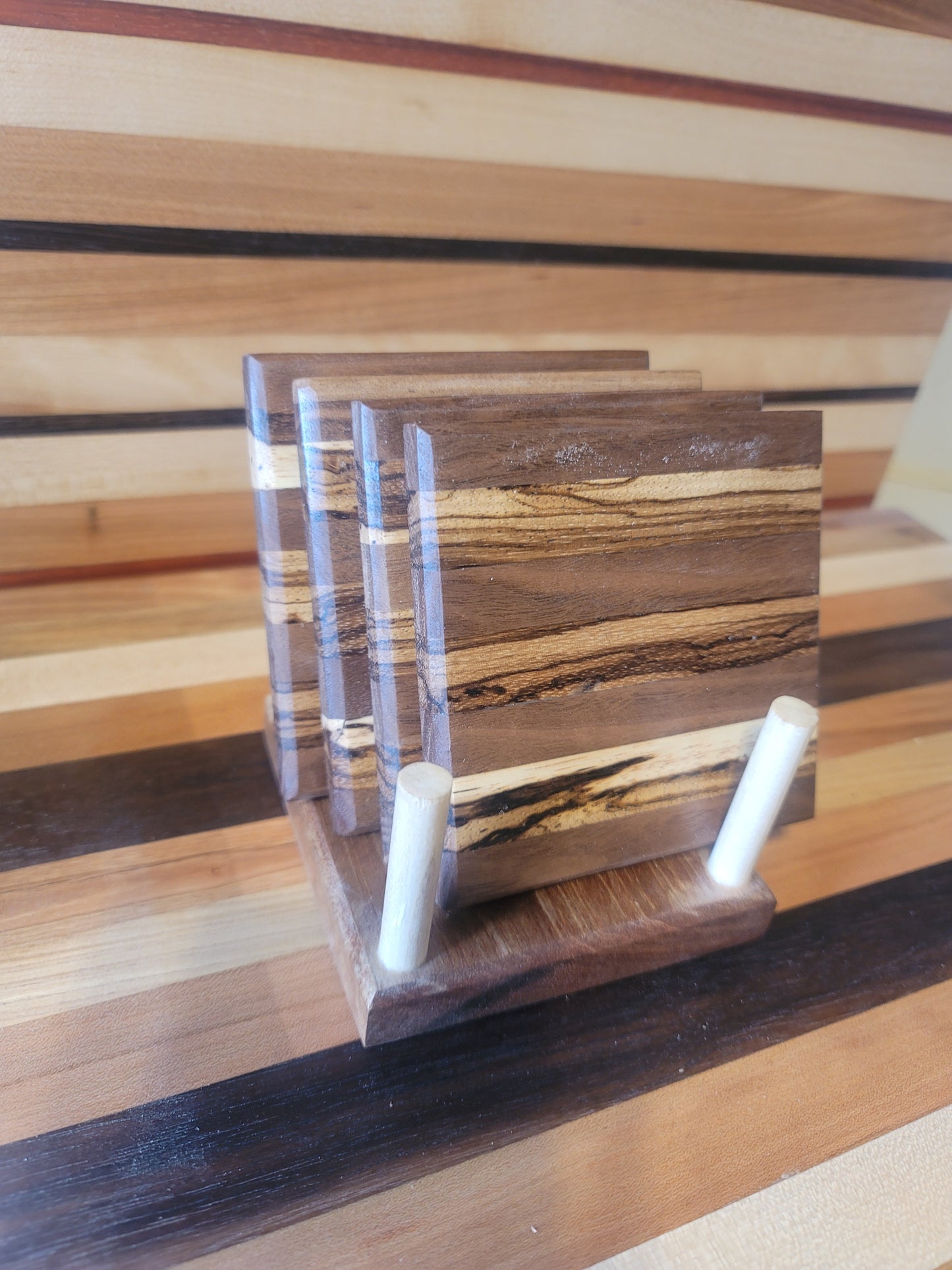 Walnut and Zebrano Hardwood Coasters